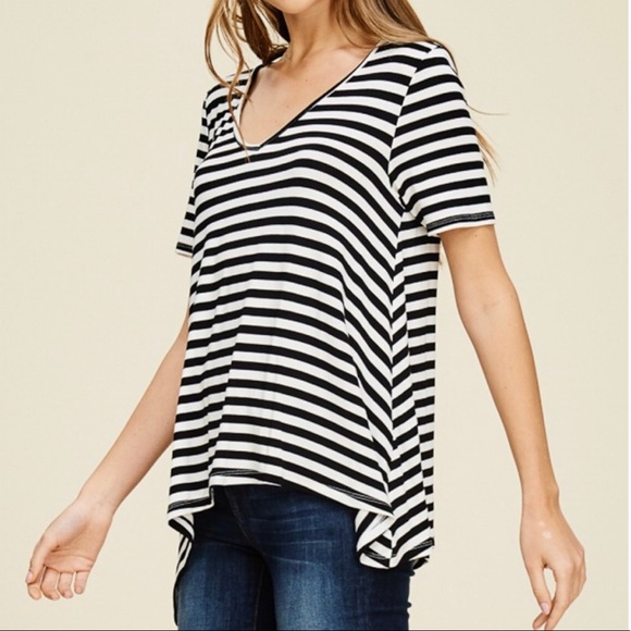 STRIPED ASYMMETRICAL TOP - Picture 5 of 5